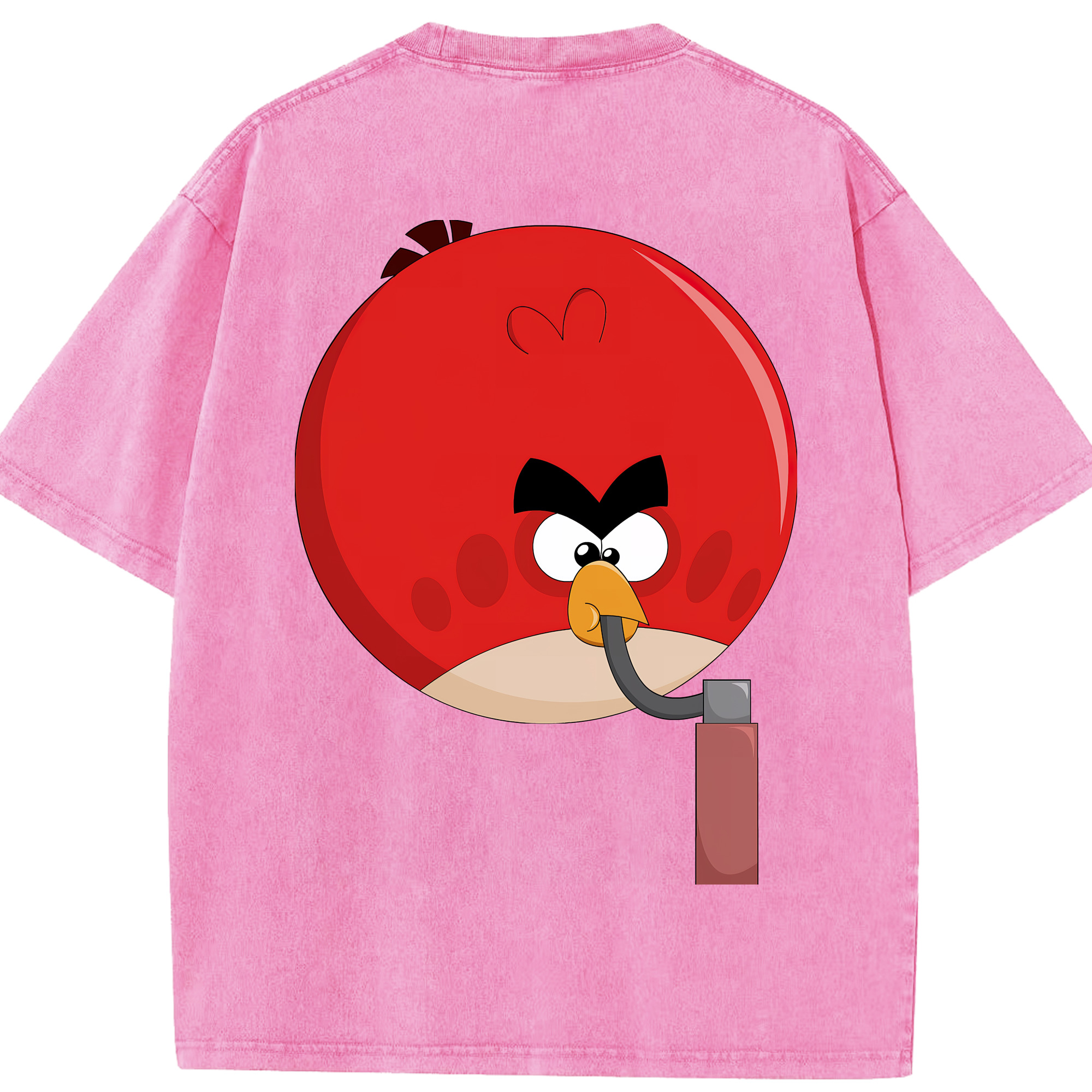 （画像用） Angry Birds アングリーバード 綿100% ヴィンテージ風 半袖Tシャツ（背面プリント）